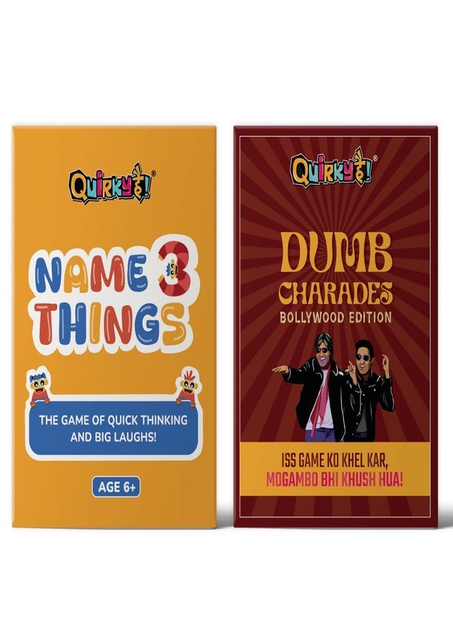 Gangaur Name 3 Things & Bollywood Dumb Charades Card Game Combo - Exciting Fun for Kids, Adults & Family - Perfect for Game Nights, Parties & Gatherings | Ages 6+ - Image 1